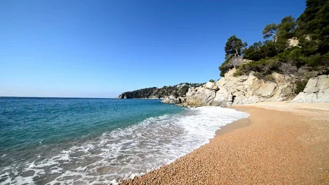 The Cala Llorell in Tossa de Mar, Costa Brava Stock Footage 107181870
