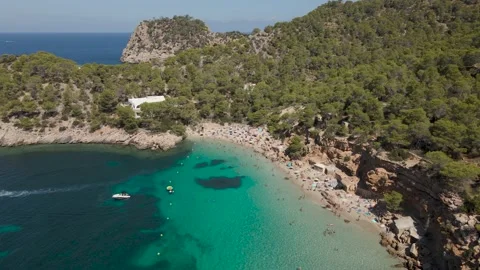 Cala Saladeta beach. Ibiza island. Stock Footage