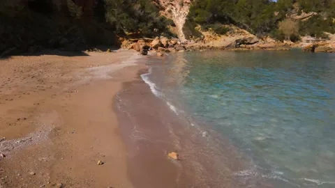 Cala Xarraca beach in Ibiza, Spain Stock Footage 201492955