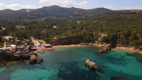 Cala Xarraca beach in Ibiza, Spain Stock Footage 201493448