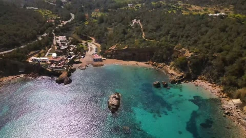 Cala Xarraca beach in Ibiza, Spain Stock Footage 201493565