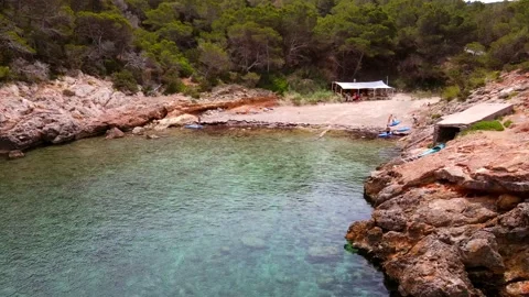 Cala Xuclar beach in Ibiza, Spain Stock Footage 201515768