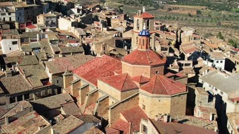 Calaceite Spain from Above - One of the most beautiful villages in Spain Stock Footage 243724653