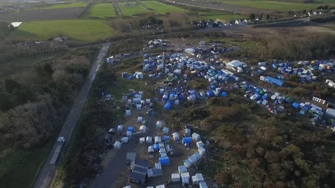 Calais Jungle - Drone Stock Footage 99117819
