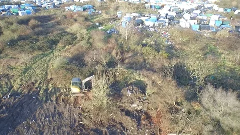 Calais Jungle - Drone Stock Footage 99118071