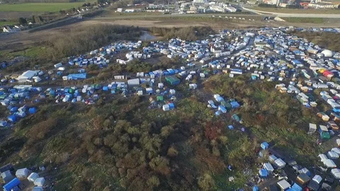 Calais Jungle - Drone Stock Footage 99118110