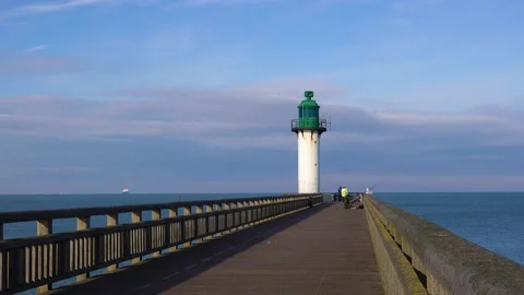 Calais lighthouse and breakwater Video stock 229265741