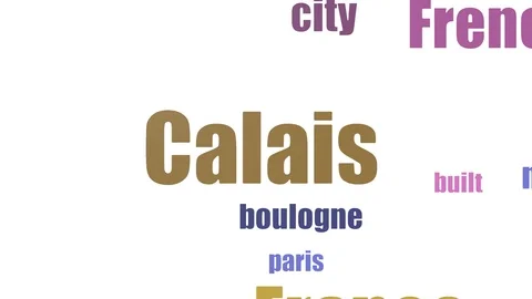 Calais Wordcloud Animated Isolated Stock Footage 107241677