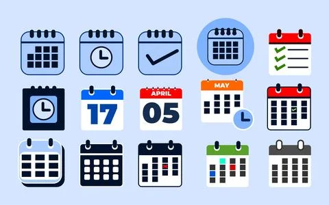 Calander icon set. set of 15 calendar icons. Stock Illustration