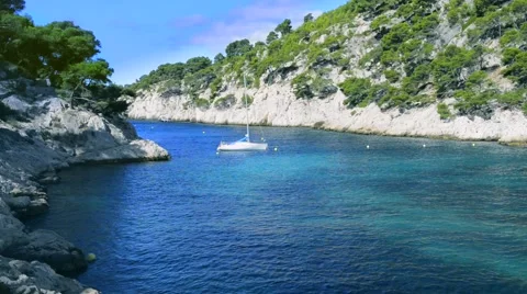 Calanques of Port Pin in Cassis Stock Footage 48758799