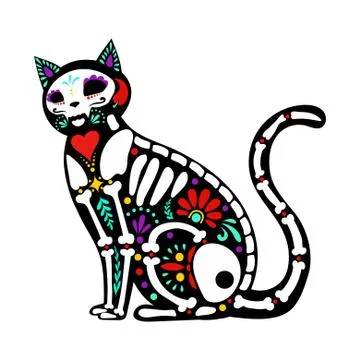 Calavera cat isolated on white Illustrazione stock