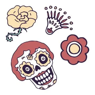 Calavera skull on white isolated backdrop Stock Illustration