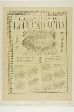 Calaveras of the Cucaracha A Party in the Afterlife Made 1872 1913 MÃ xico.. Stock Photos