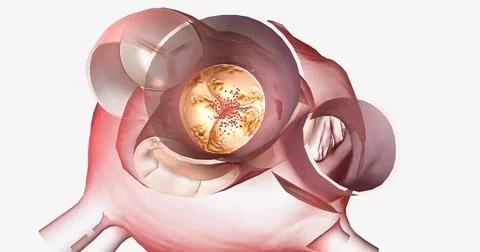 Calcified aortic valve cannot open completely Stock Illustration