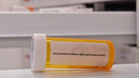 CALCIUM BETA-HYDROXY-BETA-METHYLBUTYRATE mineral compound supplement for mineral Stock Footage 346760390