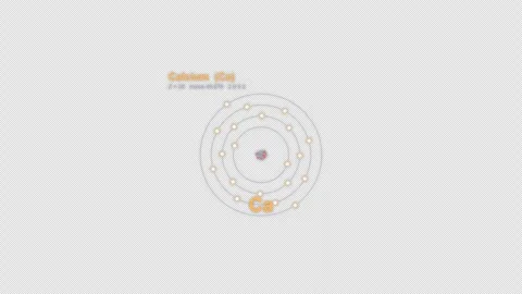Calcium Ca Bohr Atom Model Labeled Animation Video Overlay Alpha 4K 動画素材 339371236