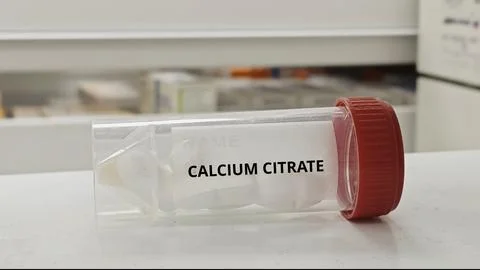 CALCIUM CITRATE tablets for support bone density and treat calcium deficiency Stock Photos