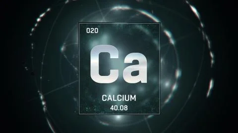 Calcium as Element 20 of the Periodic Table 3D illustration on green background Illustrazione stock
