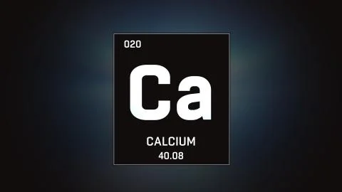Calcium as Element 20 of the Periodic Table 3D illustration on grey background Stock Illustration