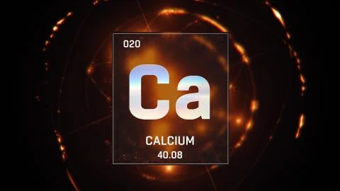 Calcium as Element 20 of the Periodic Table 3D illustration on orange background Stock Illustration