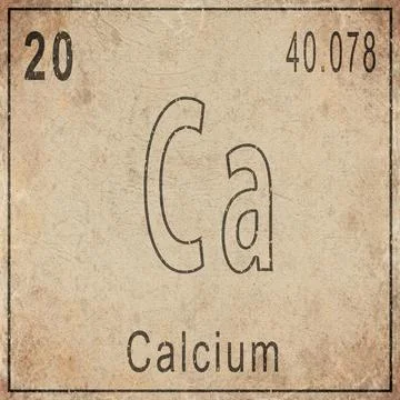 Calcium Element Card from Periodic Table on Vintage Old Paper Stock Illustration