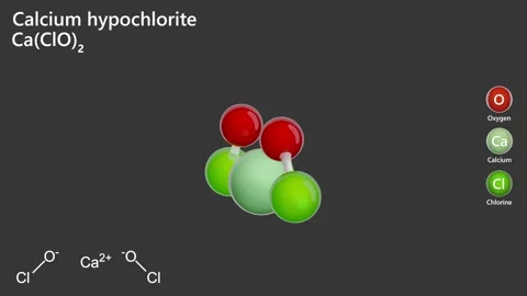 Calcium Hypochlorite. Bleaching agent. Gray background. 3D render Stock Footage 290770792