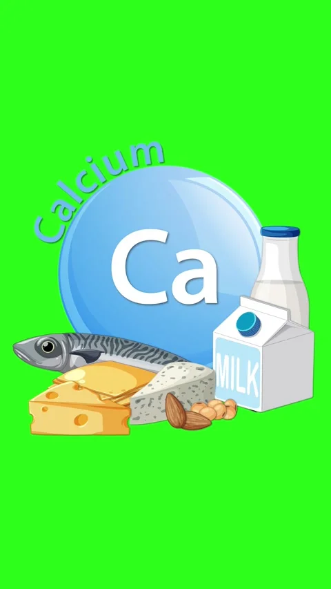 Calcium Sources Animation With Dairy, Fish, and Nuts Stock Footage 314248268