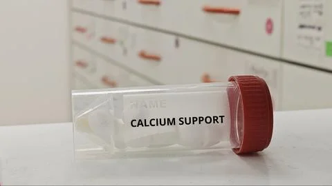 CALCIUM SUPPORT tablets for increase calcium levels and support bone strength Stock Photos
