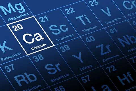 Calcium, with symbol Ca, on the periodic table of the elements Stock Illustration