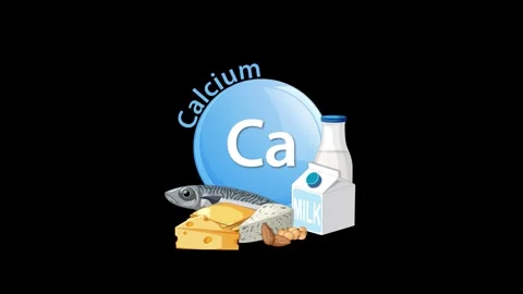 Calcium Symbol Transforms Into Dairy and Fish Food Sources Stock Footage 313655147