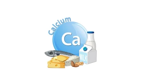 Calcium Symbol Transitions to Food Sources Animation Stock Footage 313463189