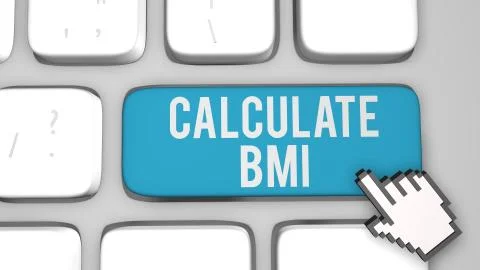 Calculate BMI Key. 3D render illustration Illustrazione stock