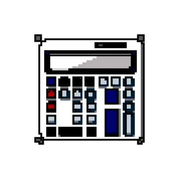 Calculate calculator device game pixel art vector illustration Stock Illustration