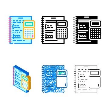 Calculate math science styleset education color icon vector 스톡 일러스트