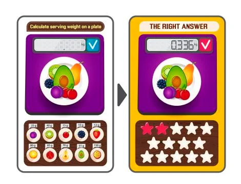 Calculate serving weight brainteaser web Stock Illustration