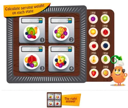 Calculate serving weight Game Stock Illustration