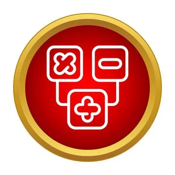 Calculating basic mathematical operations icon in a red circle Stock Illustration