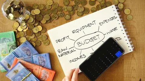 Calculating on the budget planning Stock Footage 129205648