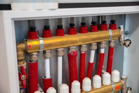 Calculating controls for underfloor heating system 写真素材