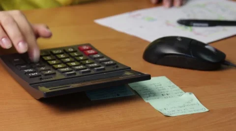 Calculating Costs Hand Calculator Stock Footage 60370102