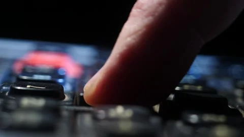 Calculating data on the calculator by pressing buttons Stock Footage 252037790