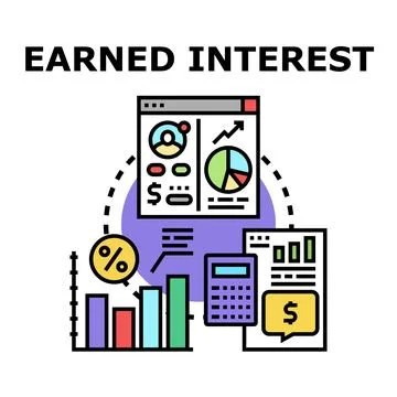 Calculating earned interest with financial data analysis Stock Illustration