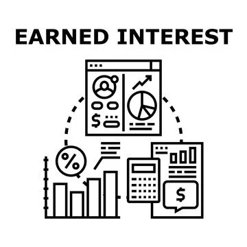 Calculating earned interest with financial data analysis Stock Illustration