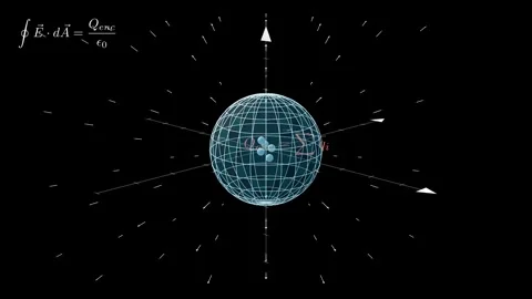 Calculating the electric field of a set of charges using Gauss' Law Stock Footage 333892739