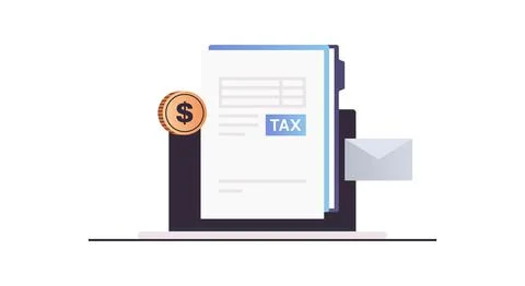 Calculating invoice for tax declaration and income tax return. Stock-Illustration
