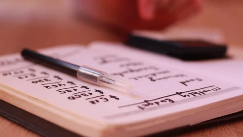 Calculating monthly expenses Vídeos de archivo 84253190