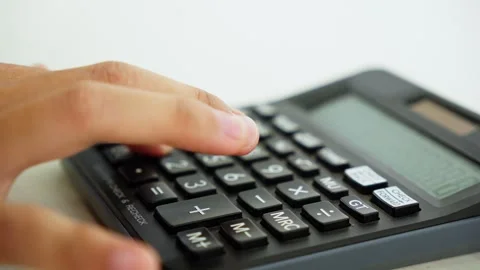 Calculating Numbers With Calculator in Close Up View Stock-Footage 347178017