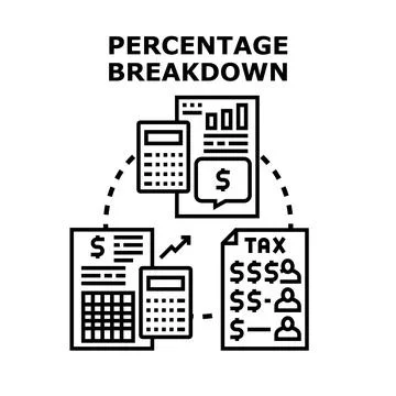 Calculating percentage breakdown of financial data Stock Illustration