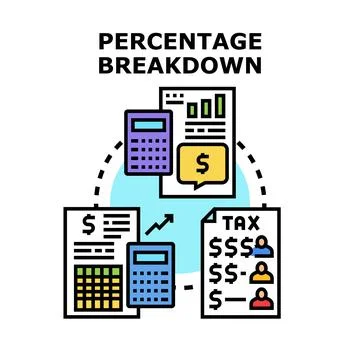 Calculating percentage breakdown of financial data Stock Illustration