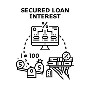 Calculating secured loan interest rate digitally Illustrazione stock